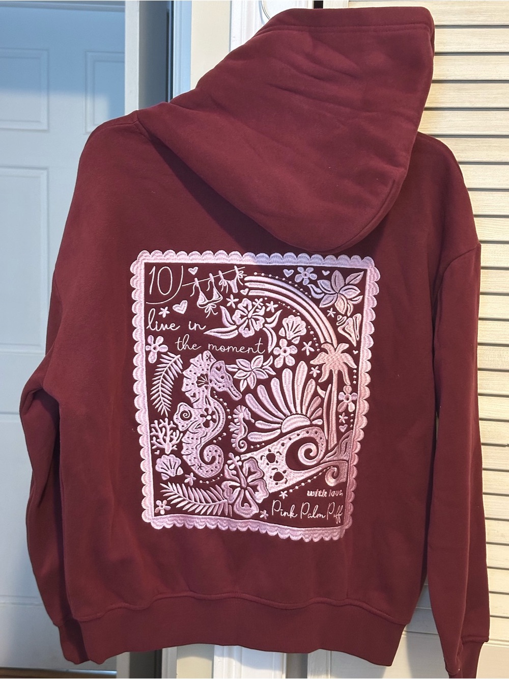 Pink Palm Life In The Moment Maroon Graphic Hoodie
